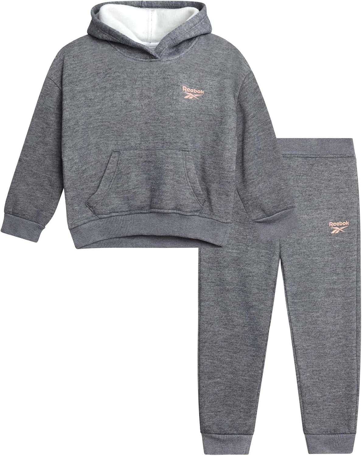 Reebok Toddler Girls' Sweatsuit Set - 2 Piece Fleece Sweatshirt and Jogger Sweatpants Set for Little Girls (Sizes: 2T-6X)