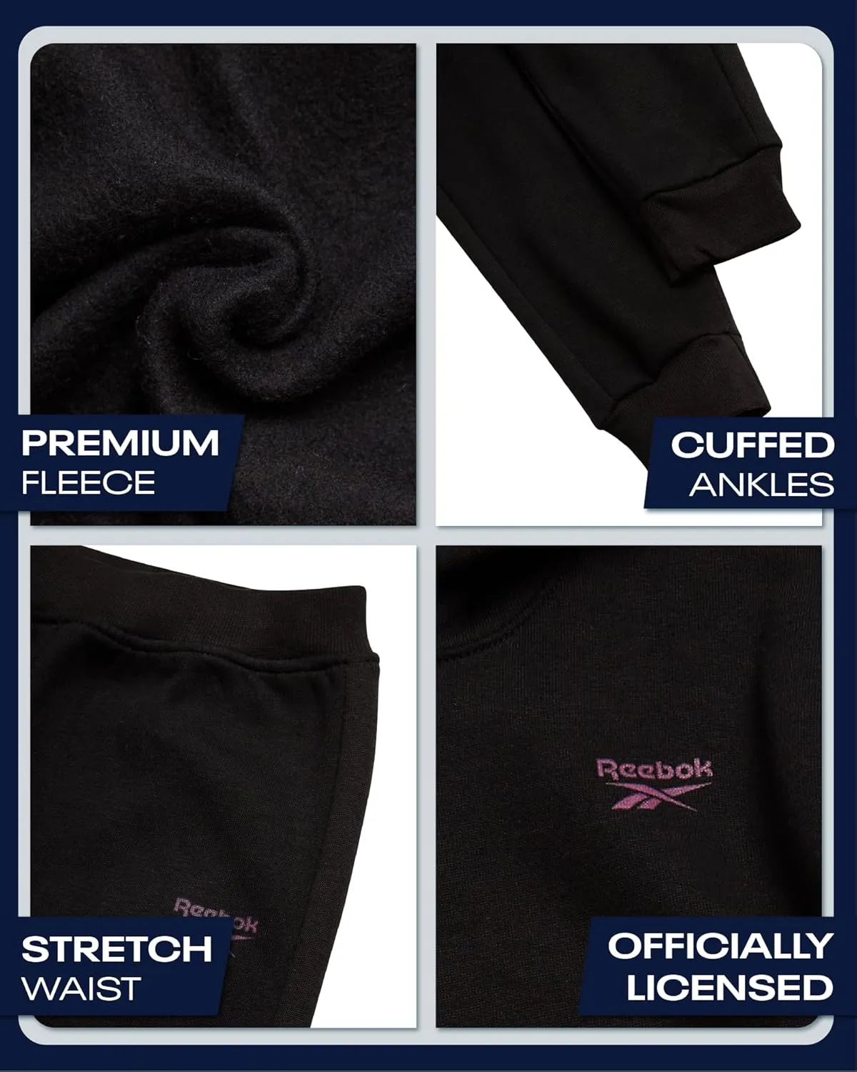 Reebok Toddler Girls' Sweatsuit Set - 2 Piece Fleece Sweatshirt and Jogger Sweatpants Set for Little Girls (Sizes: 2T-6X)