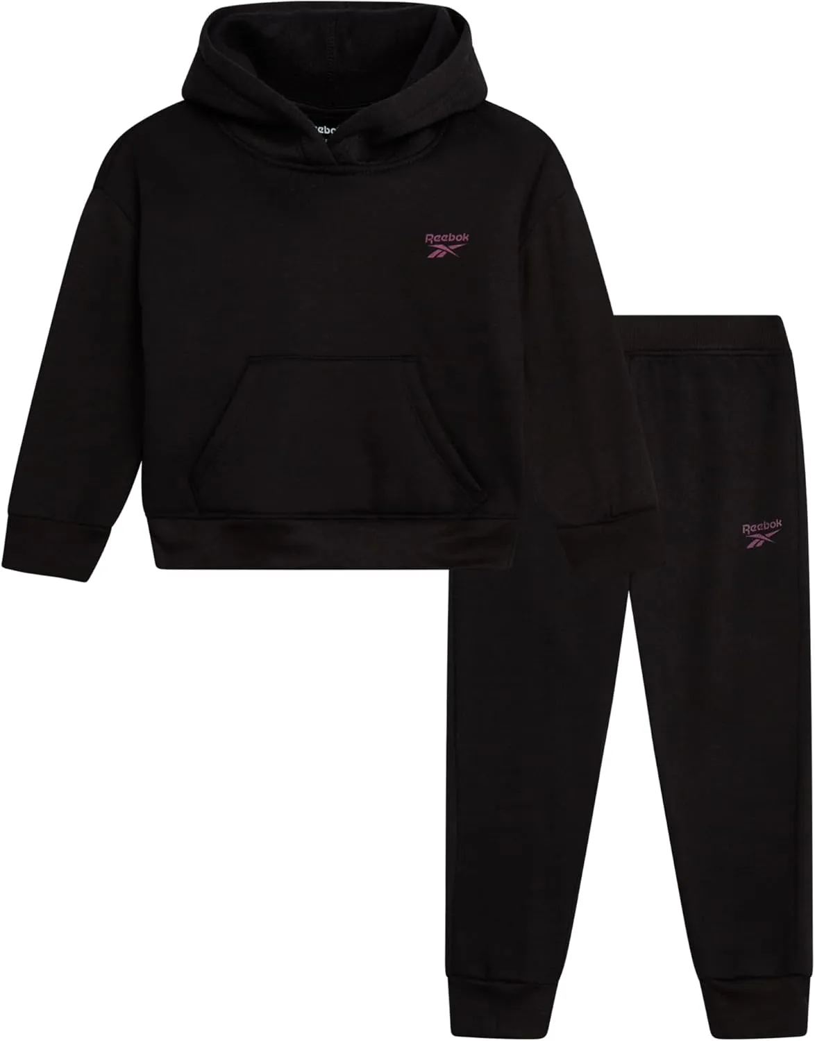 Reebok Toddler Girls' Sweatsuit Set - 2 Piece Fleece Sweatshirt and Jogger Sweatpants Set for Little Girls (Sizes: 2T-6X)