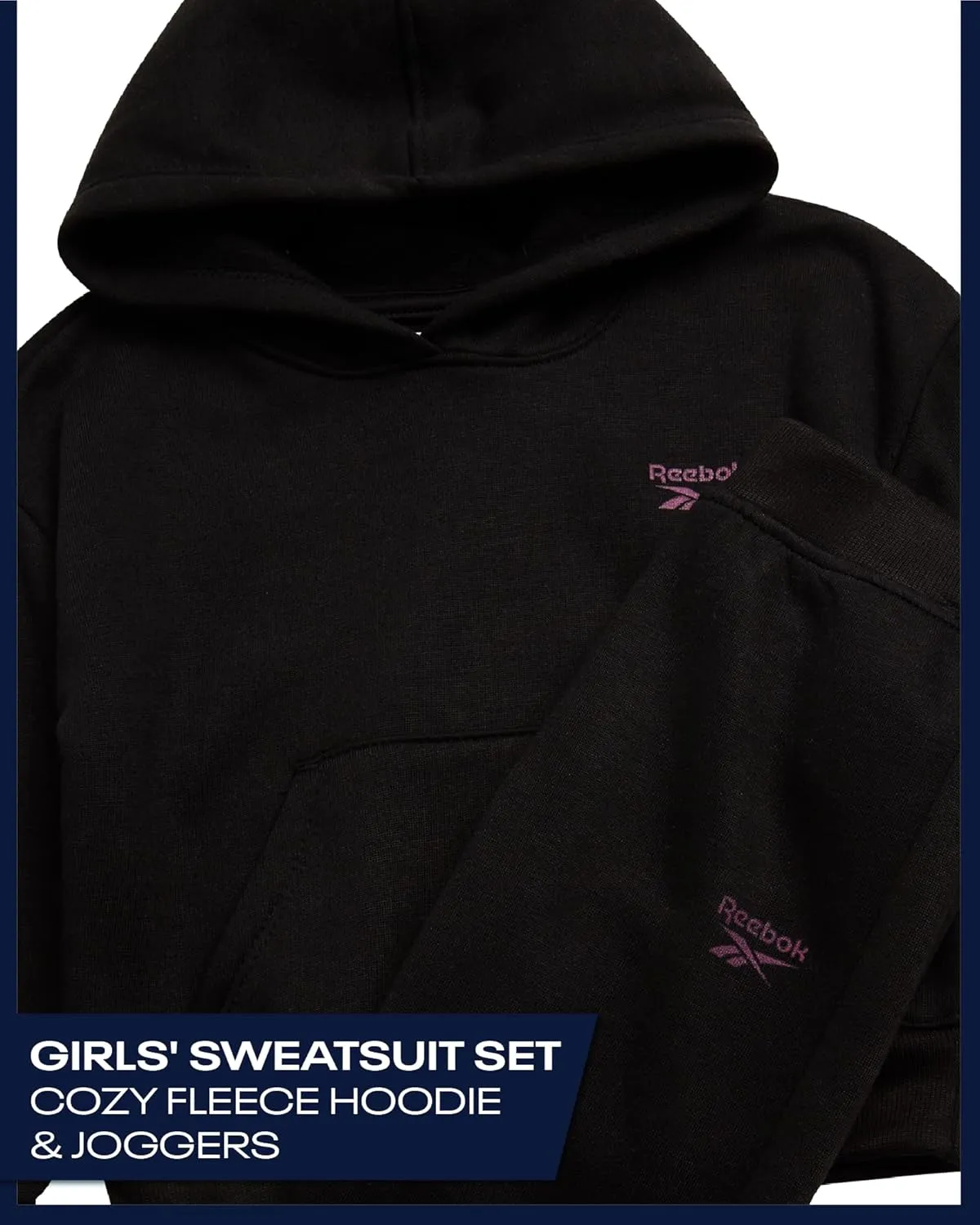 Reebok Toddler Girls' Sweatsuit Set - 2 Piece Fleece Sweatshirt and Jogger Sweatpants Set for Little Girls (Sizes: 2T-6X)