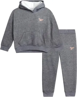 Reebok Toddler Girls' Sweatsuit Set - 2 Piece Fleece Sweatshirt and Jogger Sweatpants Set for Little Girls (Sizes: 2T-6X)