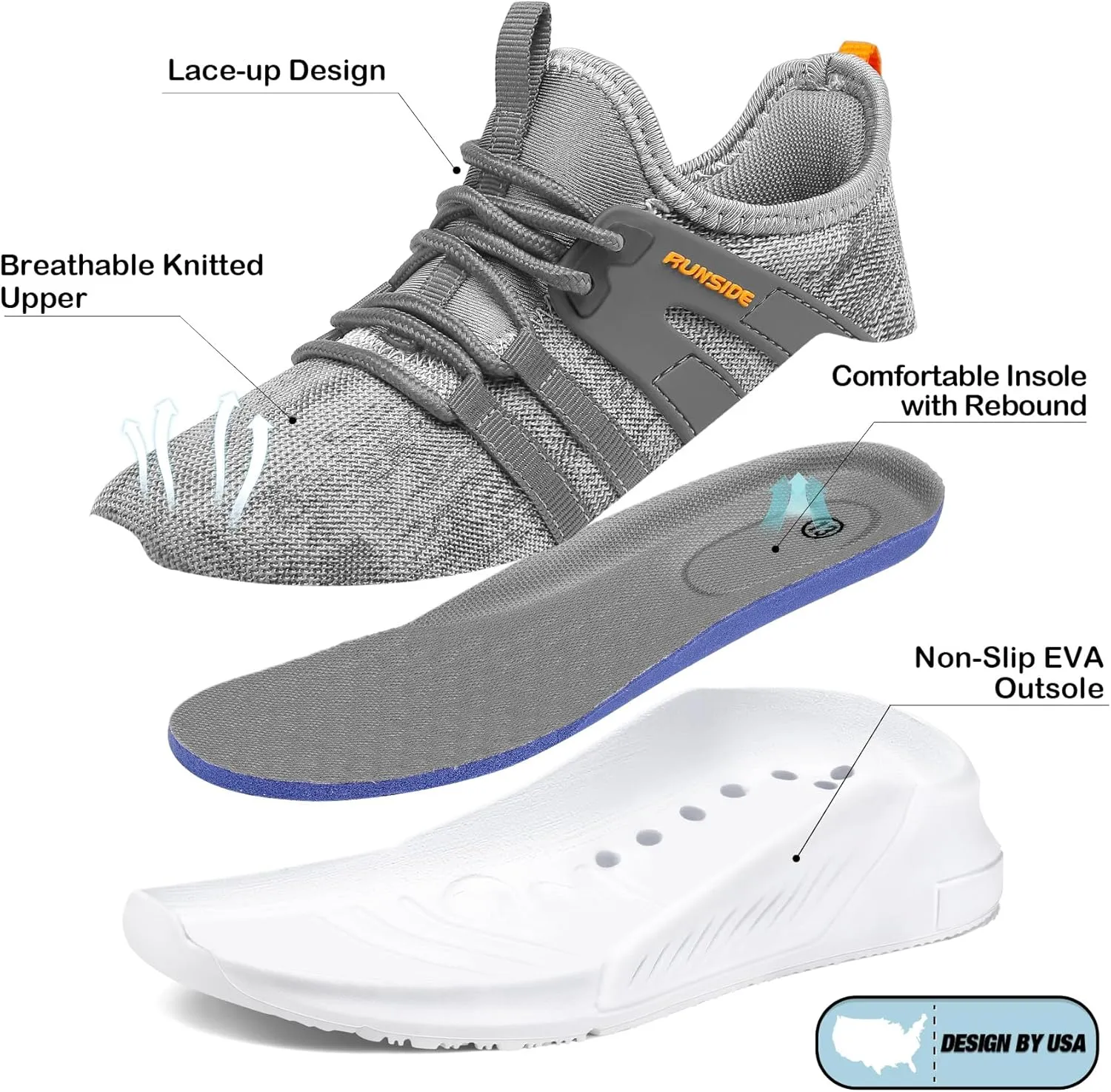 RUNSIDE Boys Girls Tennis Shoes Kids Lightweight Breathable Sneakers Lace-up Running Athletic Shoes for Toddler/Little Kid/Big Kid
