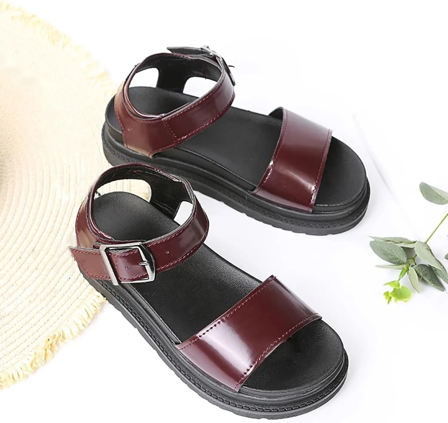 Sandals For Women Open Toes Teen Slippers For Girls Beach Sandal Platform Flats Adjustable Buckle Soft School Shoes
