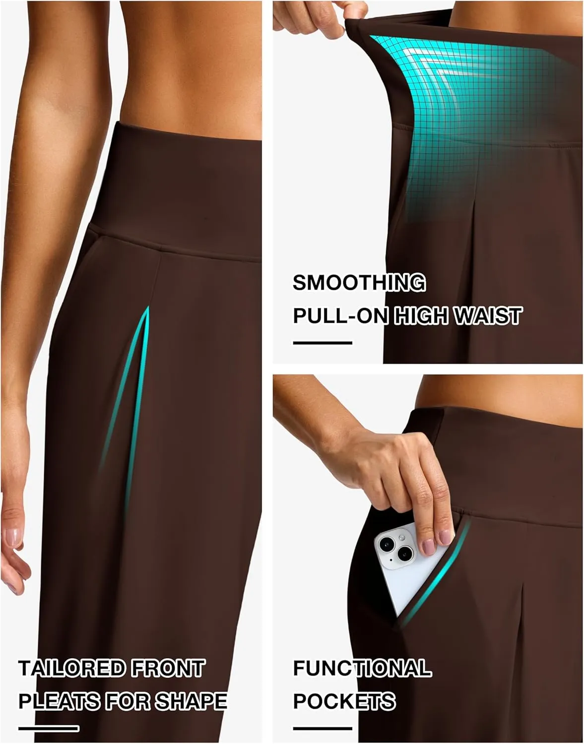 SANTINY Capri Pants for Women Wide Leg Yoga Casual Cropped Pants with Pockets Loose Tummy Control High Waist Capris
