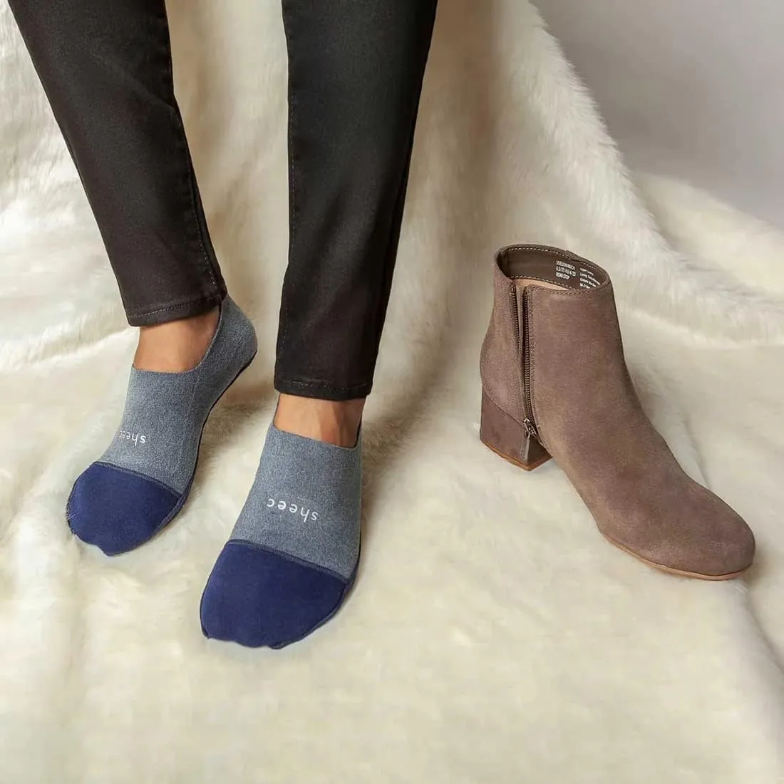 SHEEC Women's Fleece No-Show Socks – Non-Slip, Cushioned, Warm & Breathable – Moisture-Wicking for Booties & Sneakers