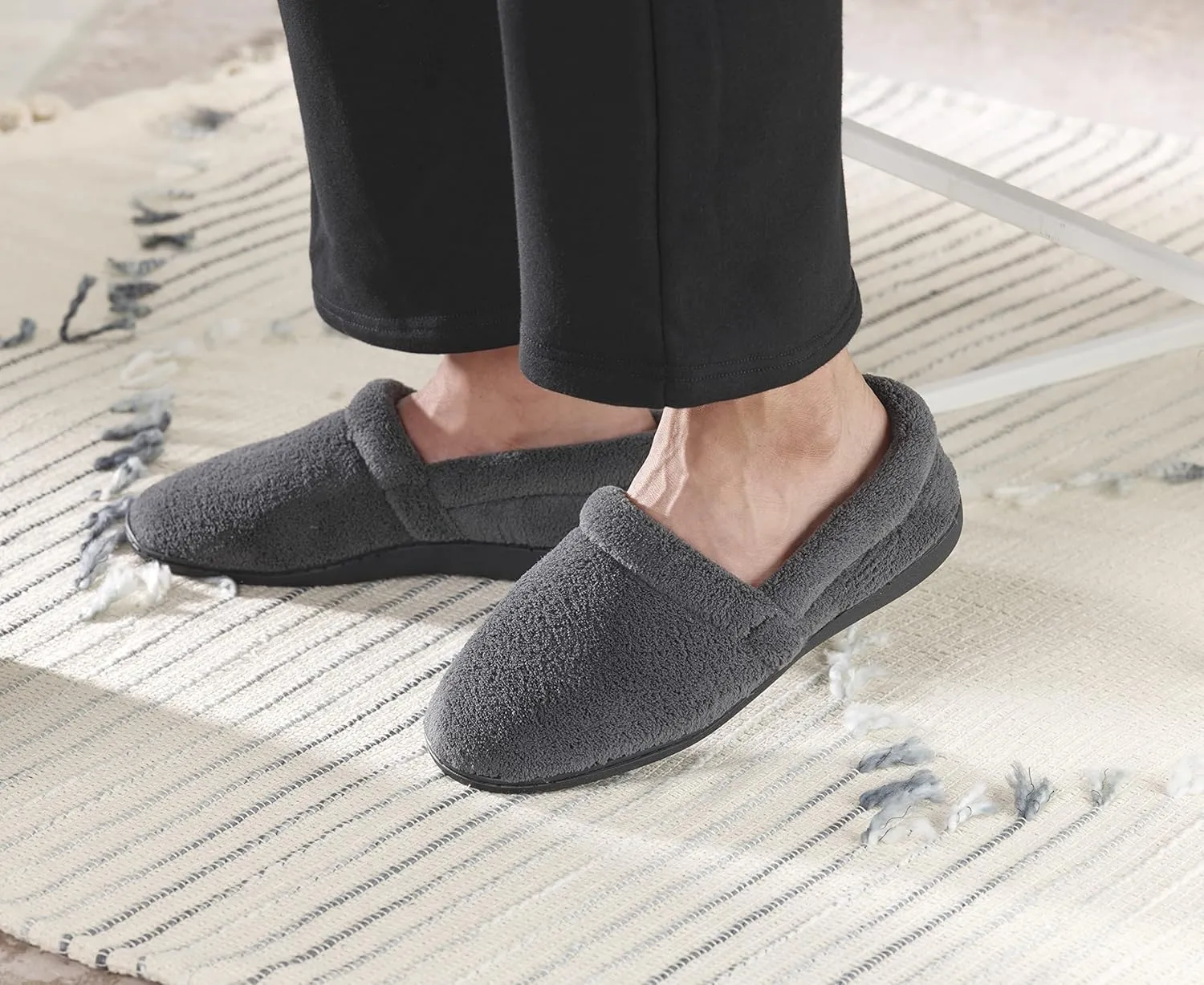 Silvert's Adaptive Clothing & Footwear Men’s Memory Foam Comfort House Slippers for Seniors