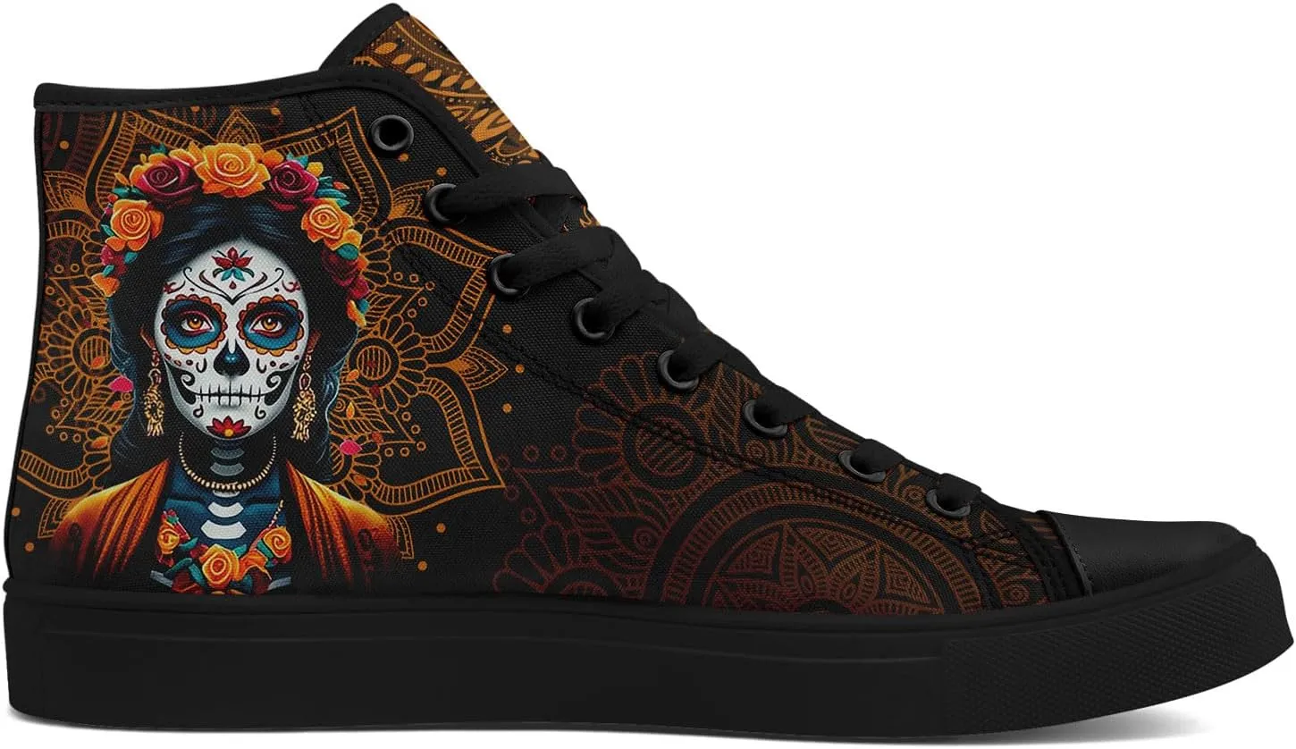 Skull Fashion High-Top Canvas Sneakers for Men Women Casual Tennis Shoes Classic Lace Up Walking Shoes