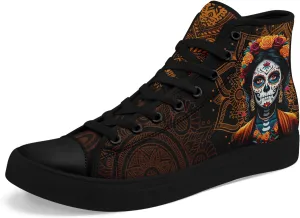 Skull Fashion High-Top Canvas Sneakers for Men Women Casual Tennis Shoes Classic Lace Up Walking Shoes