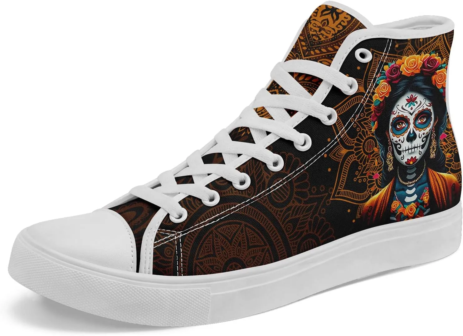 Skull Fashion High-Top Canvas Sneakers for Men Women Casual Tennis Shoes Classic Lace Up Walking Shoes