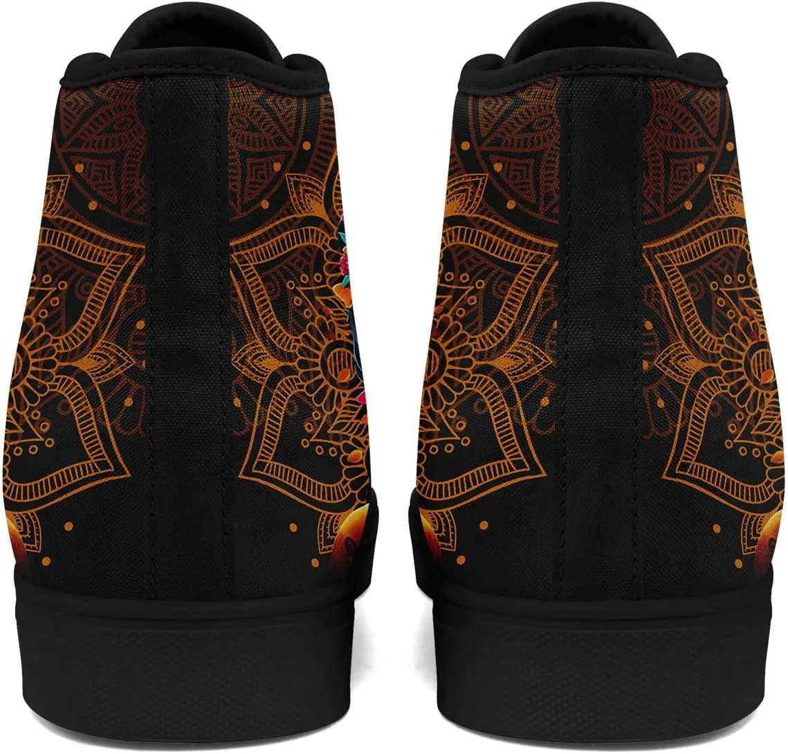 Skull Fashion High-Top Canvas Sneakers for Men Women Casual Tennis Shoes Classic Lace Up Walking Shoes