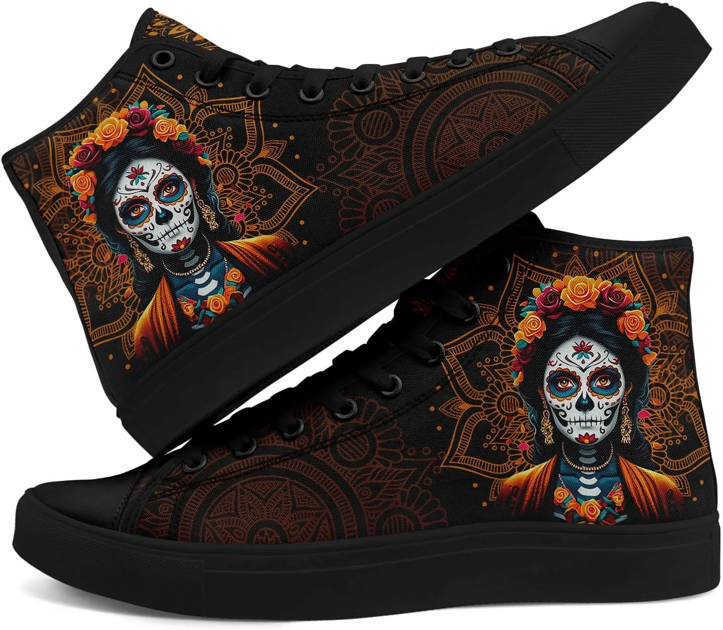 Skull Fashion High-Top Canvas Sneakers for Men Women Casual Tennis Shoes Classic Lace Up Walking Shoes