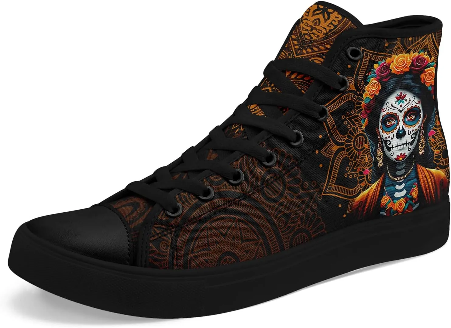 Skull Fashion High-Top Canvas Sneakers for Men Women Casual Tennis Shoes Classic Lace Up Walking Shoes