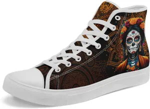 Skull Fashion High-Top Canvas Sneakers for Men Women Casual Tennis Shoes Classic Lace Up Walking Shoes