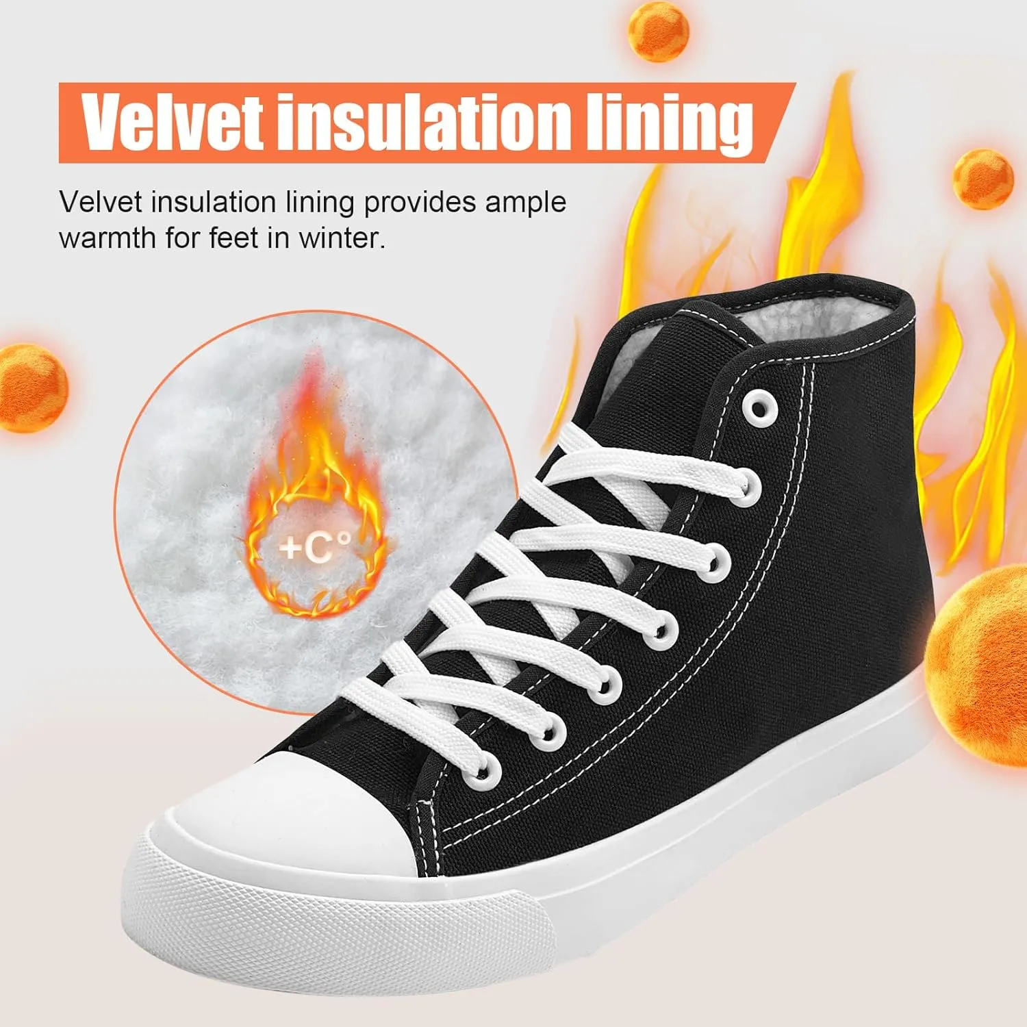 soofylia Womens High Top Canvas Sneakers,Unisex Fashion Lace-up Fuzzy Canvas Shoes,Casual Tennis Walking Shoes for Men