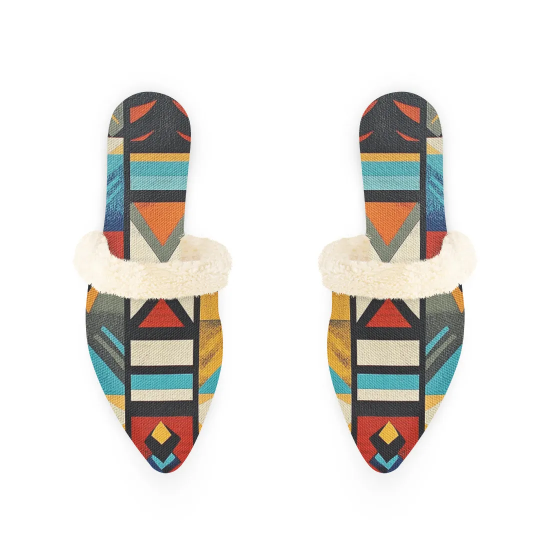 Southwest-Inspired Fur-Lined Mules