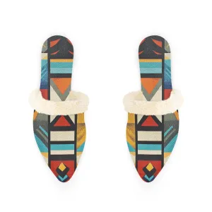 Southwest-Inspired Fur-Lined Mules