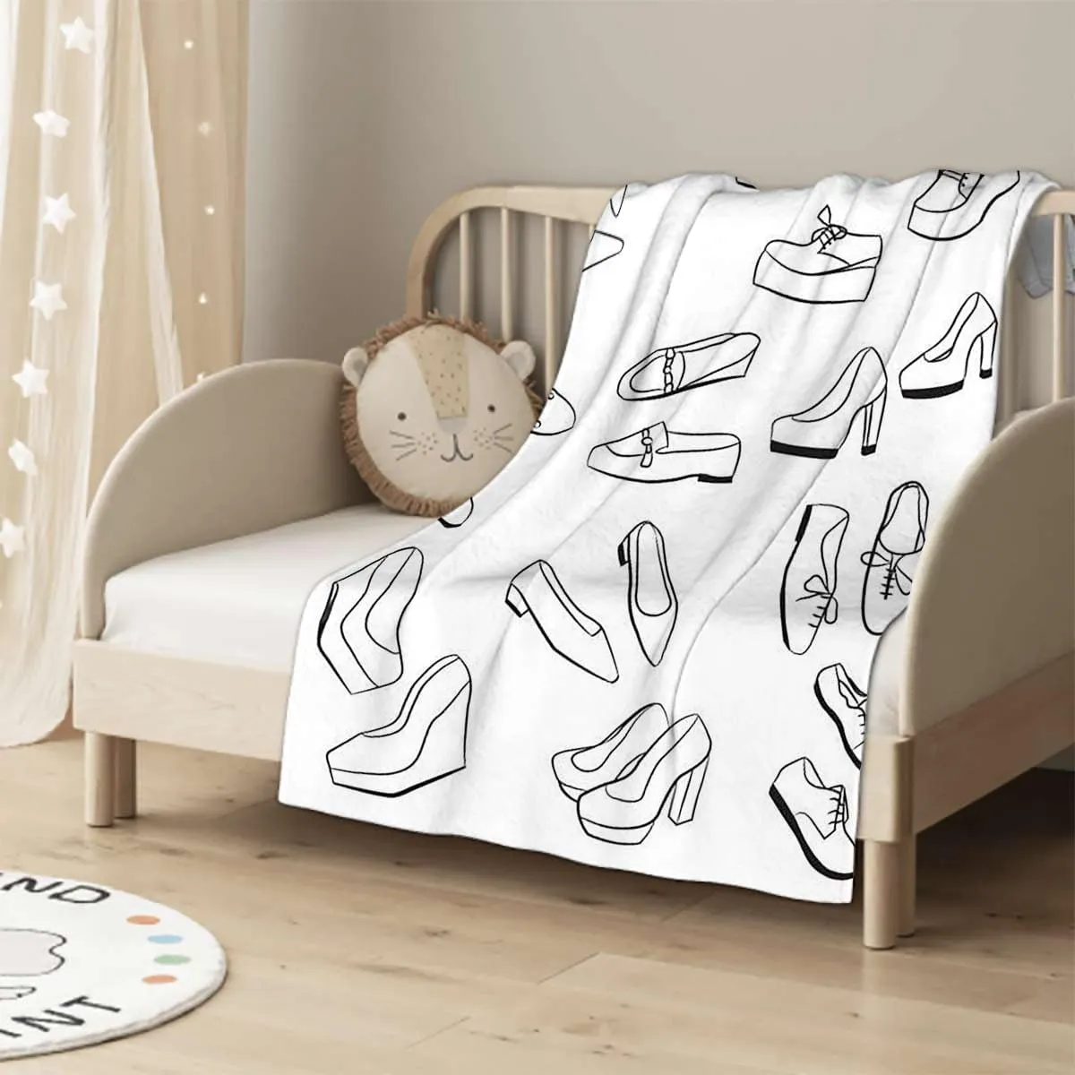 Sport Shoes Sneakers Black White Flannel Fleece Bed Blanket Throw Blanket Lightweight Cozy Plush Blanket for Bedroom Living Rooms Sofa Couch 50x60 Inches