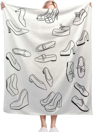 Sport Shoes Sneakers Black White Flannel Fleece Bed Blanket Throw Blanket Lightweight Cozy Plush Blanket for Bedroom Living Rooms Sofa Couch 50x60 Inches