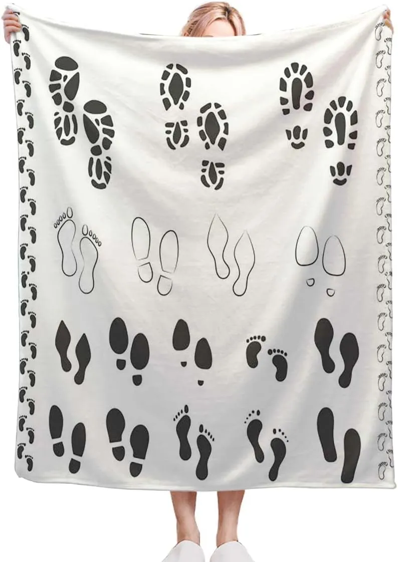 Sport Shoes Sneakers Black White Flannel Fleece Throw Blanket,Blanket for Couch, Cozy, Warm, Lightweight and Decorative Dusty ​Blanket 30x50 Inches
