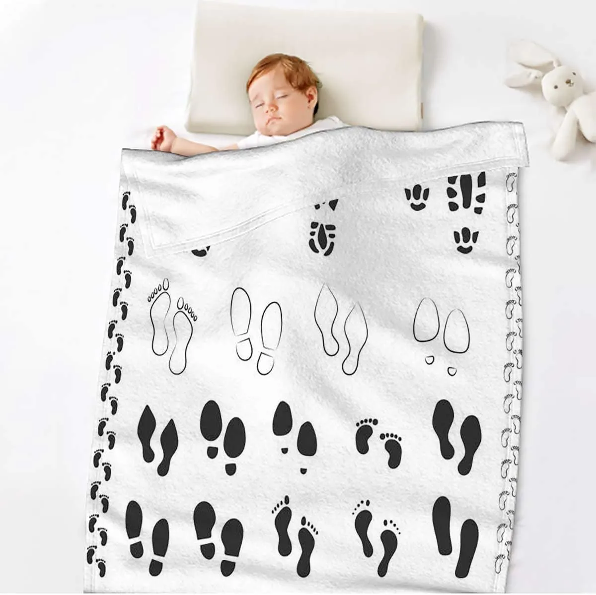 Sport Shoes Sneakers Black White Flannel Fleece Throw Blanket,Blanket for Couch, Cozy, Warm, Lightweight and Decorative Dusty ​Blanket 30x50 Inches