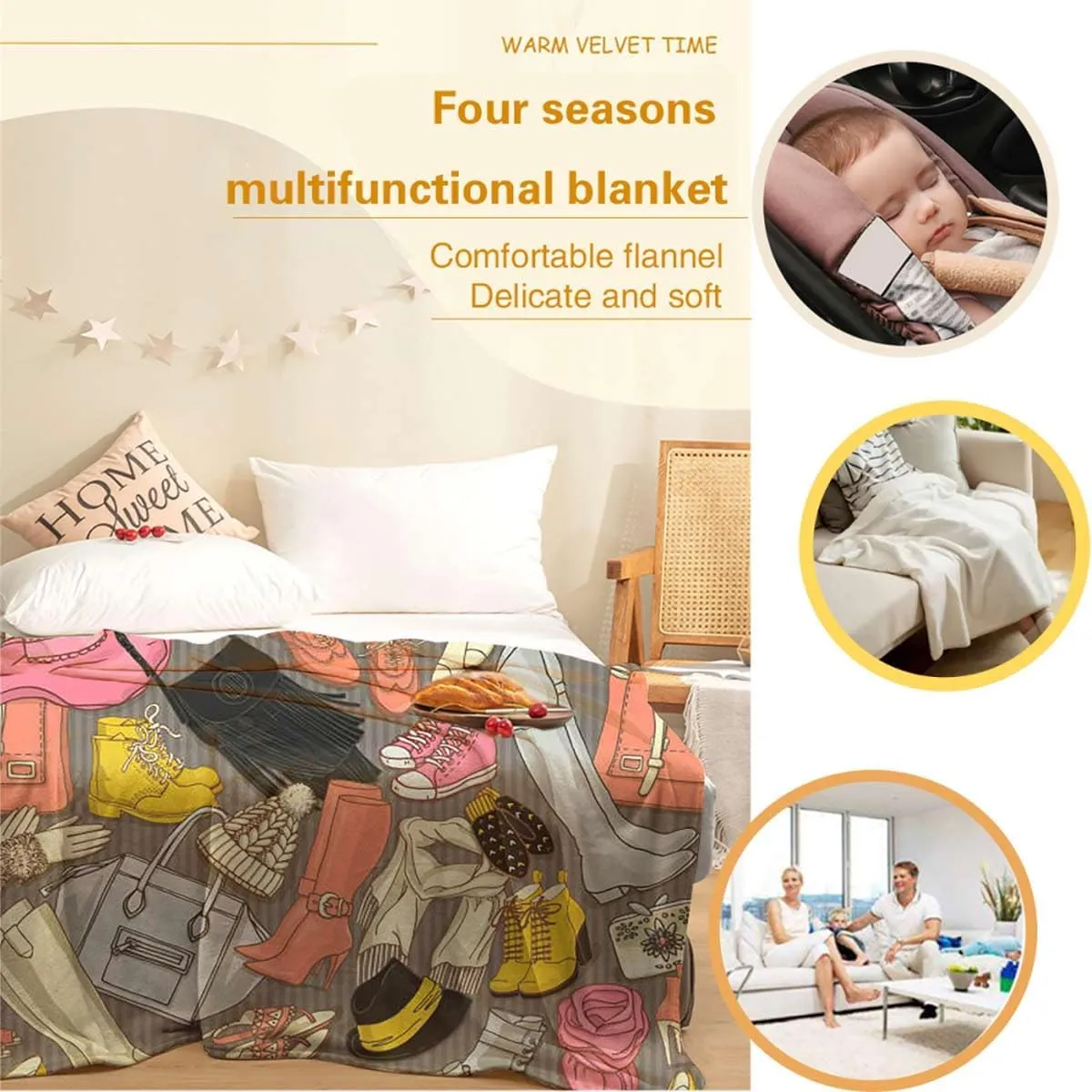 Sport Shoes Sneakers Gifts for Girls Boys Soft Fleece Cozy Warm Flannel Lap Throw Blanket for Child Adults Couch Bed Cute Quilt 40x60 Inches