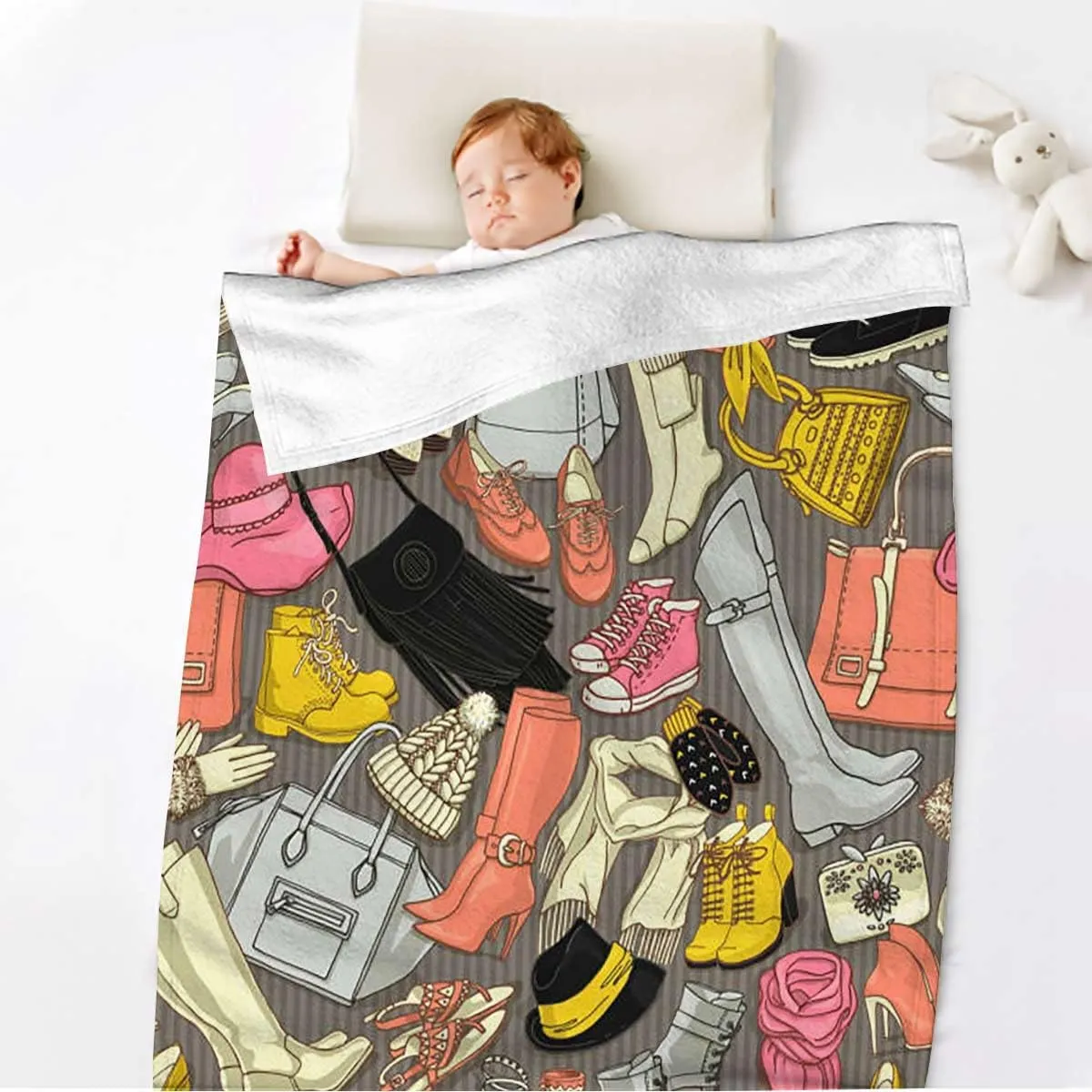 Sport Shoes Sneakers Gifts for Girls Boys Soft Fleece Cozy Warm Flannel Lap Throw Blanket for Child Adults Couch Bed Cute Quilt 40x60 Inches