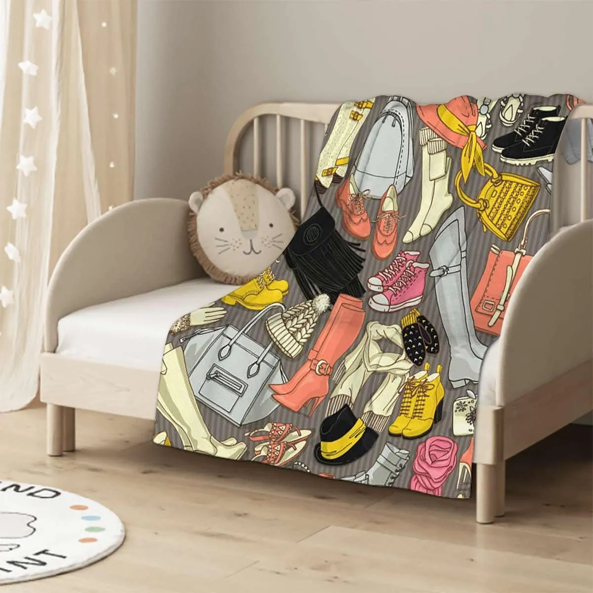 Sport Shoes Sneakers Gifts for Girls Boys Soft Fleece Cozy Warm Flannel Lap Throw Blanket for Child Adults Couch Bed Cute Quilt 40x60 Inches