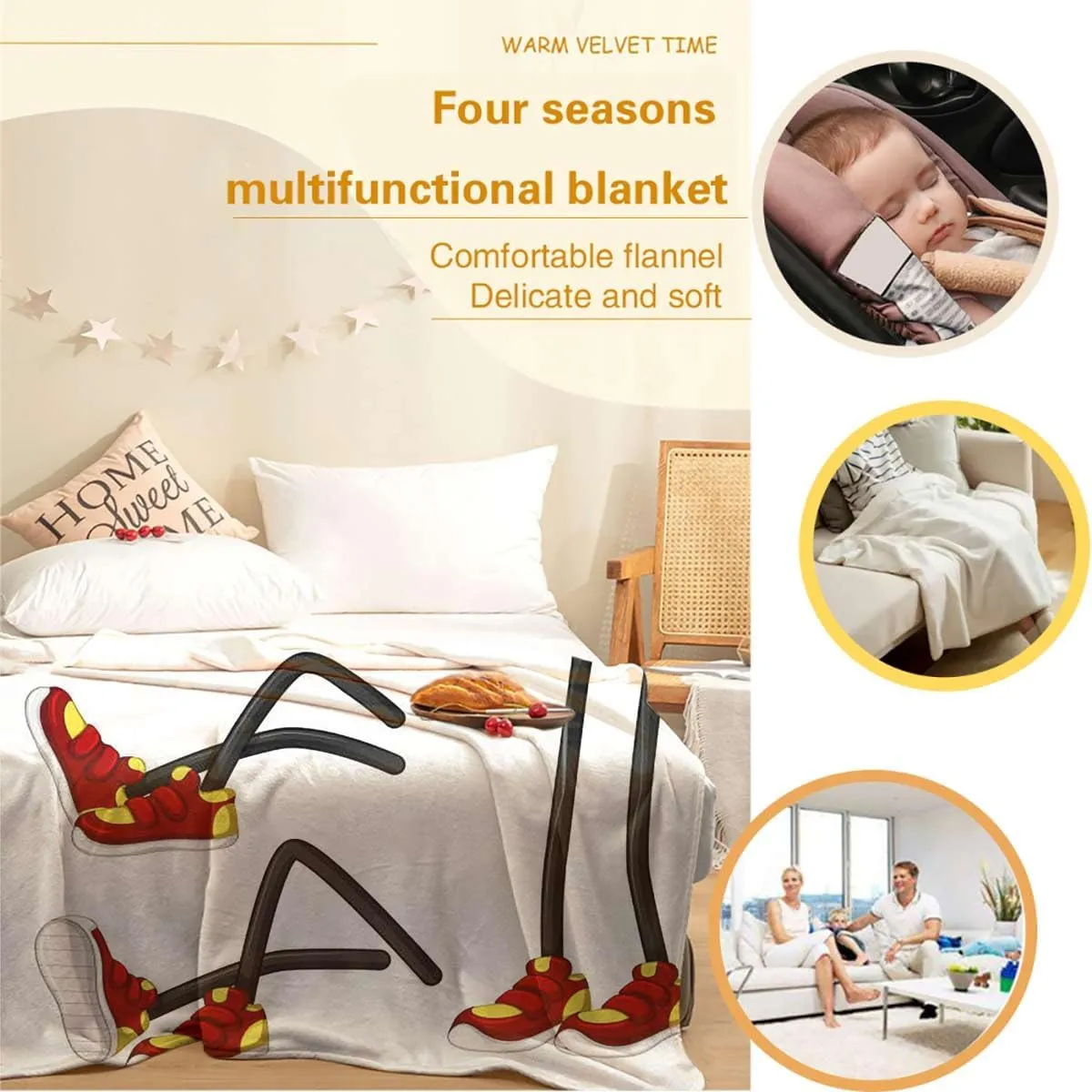 Sport Shoes Sneakers red White Soft Fleece Blanket Warm Flannel Kids Adults Lap Cozy Throw Blanket for Sofa Couch Bed Quilt 40x50 Inches