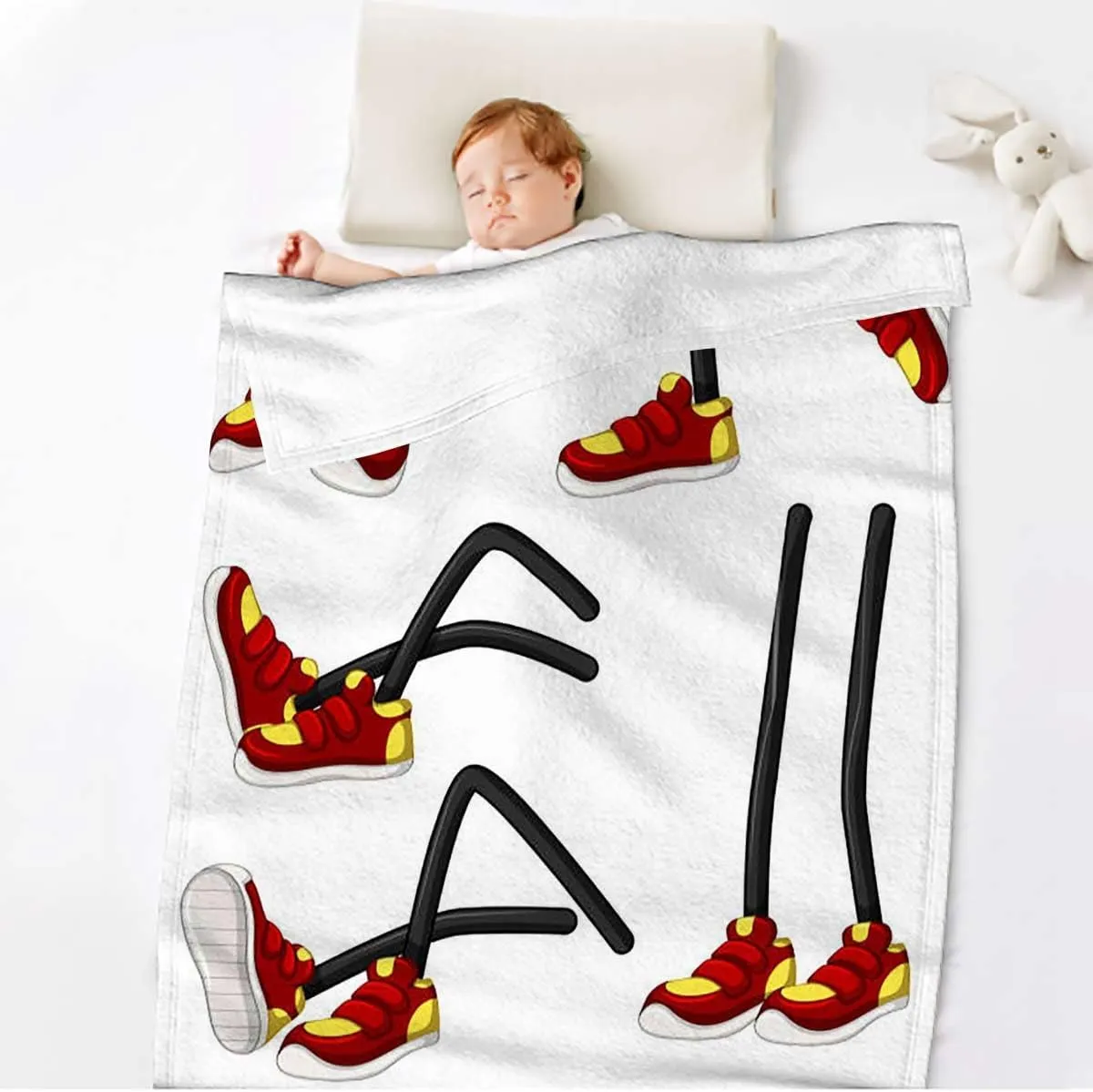 Sport Shoes Sneakers red White Soft Fleece Blanket Warm Flannel Kids Adults Lap Cozy Throw Blanket for Sofa Couch Bed Quilt 40x50 Inches
