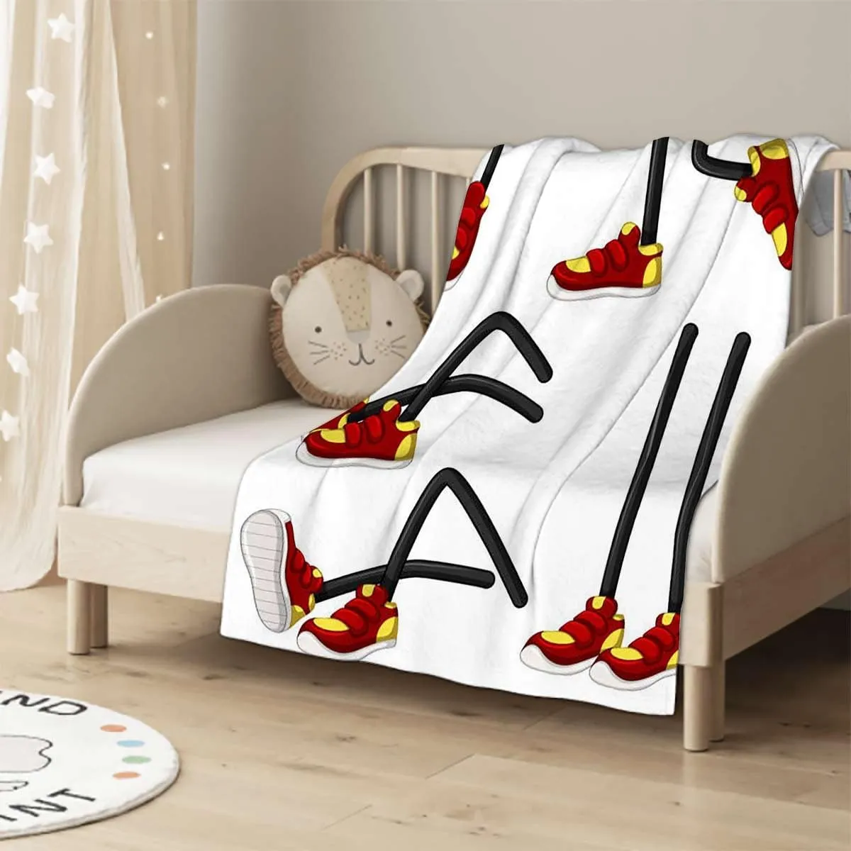 Sport Shoes Sneakers red White Soft Fleece Blanket Warm Flannel Kids Adults Lap Cozy Throw Blanket for Sofa Couch Bed Quilt 40x50 Inches