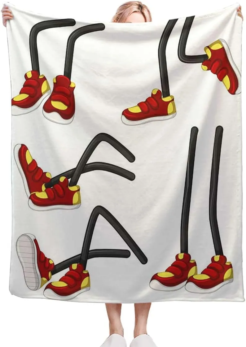 Sport Shoes Sneakers red White Soft Fleece Blanket Warm Flannel Kids Adults Lap Cozy Throw Blanket for Sofa Couch Bed Quilt 40x50 Inches