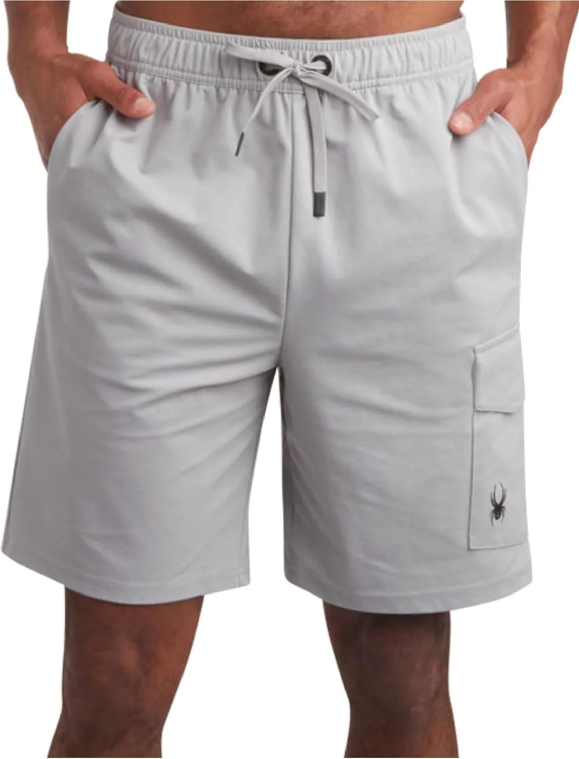 Spyder Mens Cargo Shorts - Stretch Tech Double Knit Fleece Athletic Shorts with Elastic Waistband Drawcord & Pockets (30-36)