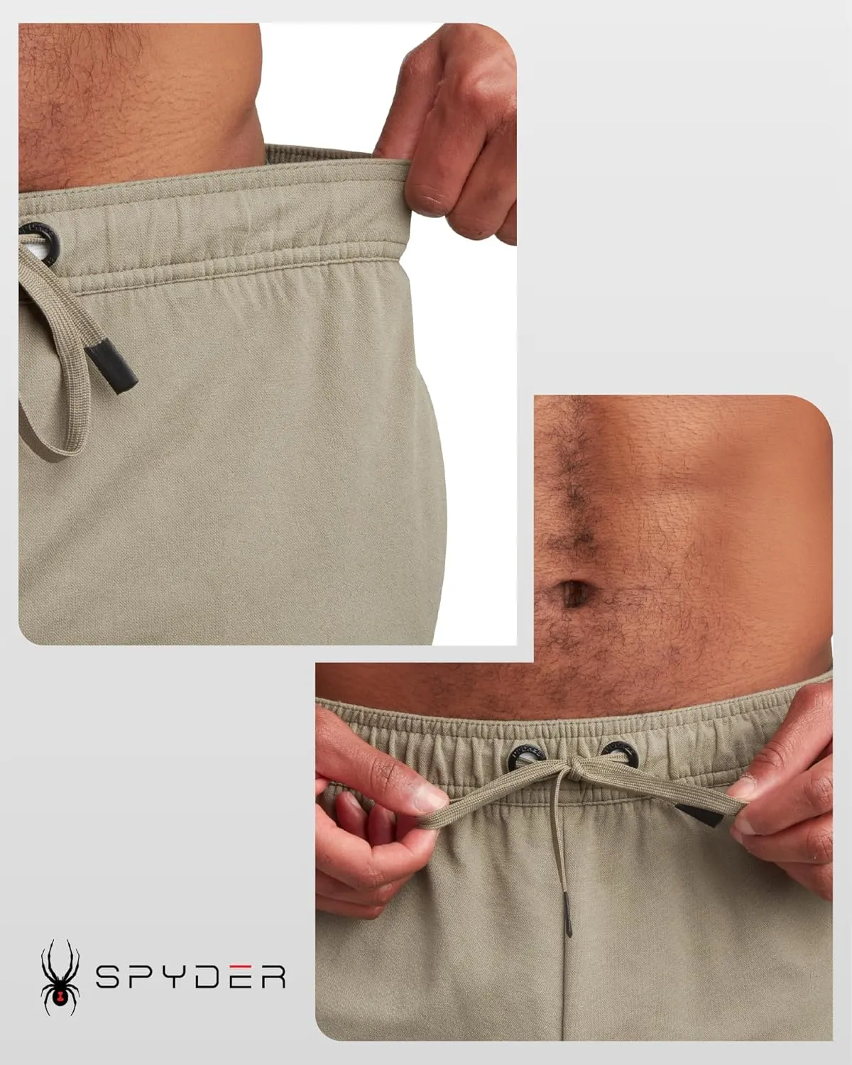 Spyder Mens Cargo Shorts - Stretch Tech Double Knit Fleece Athletic Shorts with Elastic Waistband Drawcord & Pockets (30-36)