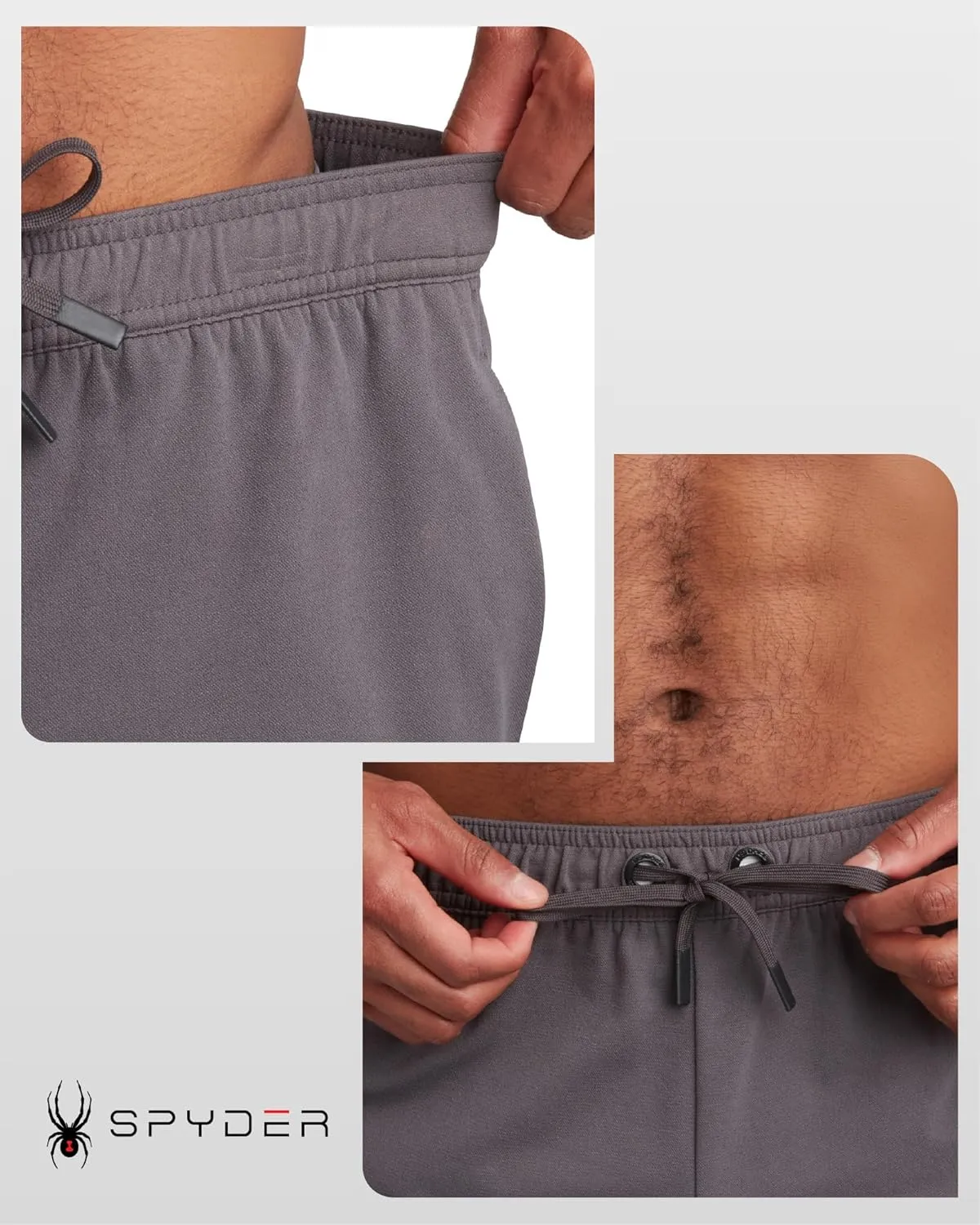 Spyder Mens Cargo Shorts - Stretch Tech Double Knit Fleece Athletic Shorts with Elastic Waistband Drawcord & Pockets (30-36)