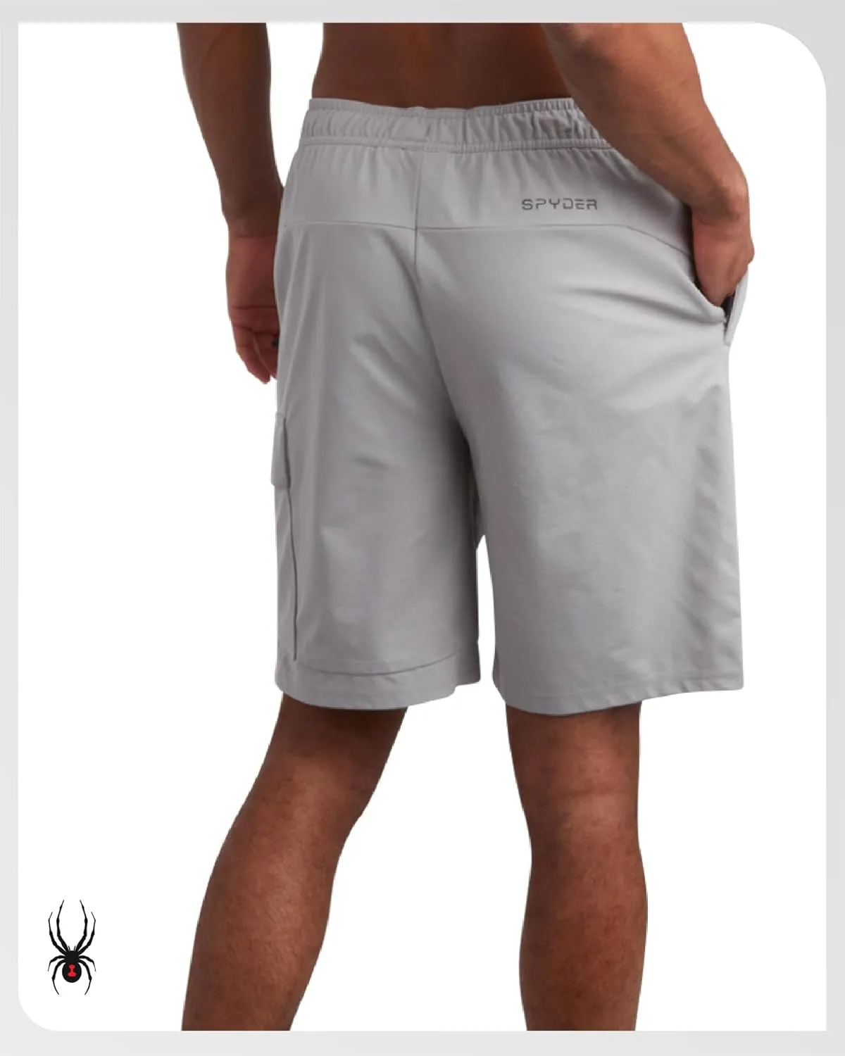 Spyder Mens Cargo Shorts - Stretch Tech Double Knit Fleece Athletic Shorts with Elastic Waistband Drawcord & Pockets (30-36)