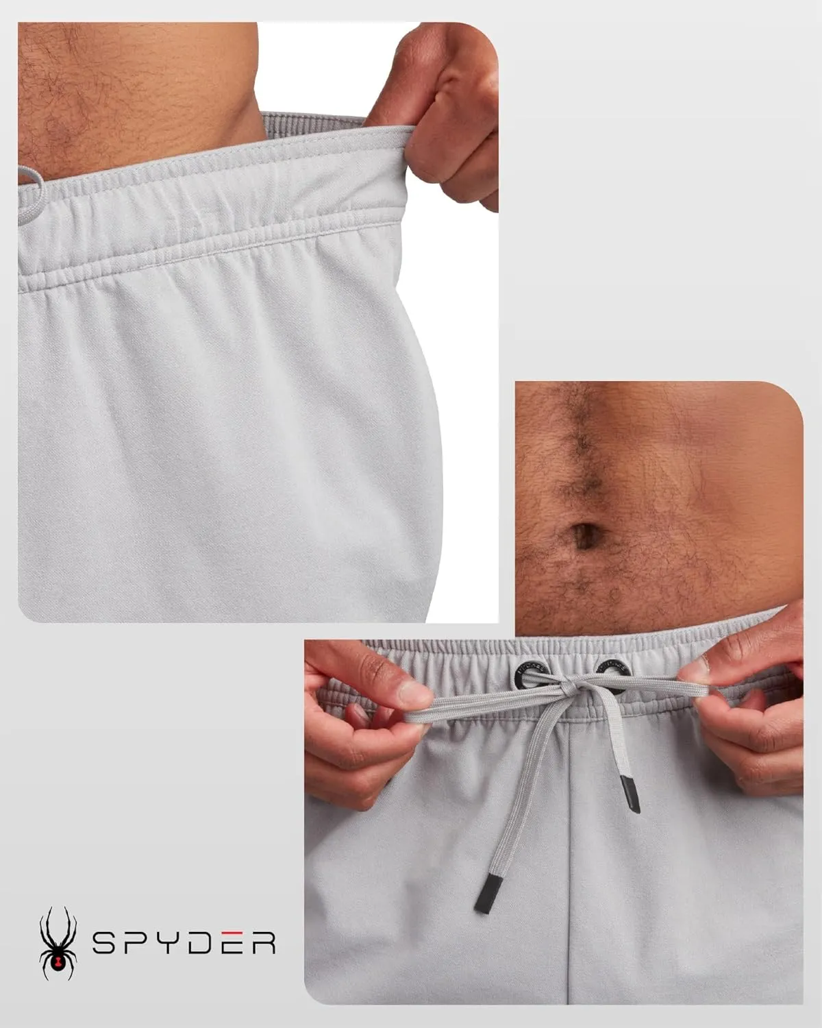 Spyder Mens Cargo Shorts - Stretch Tech Double Knit Fleece Athletic Shorts with Elastic Waistband Drawcord & Pockets (30-36)