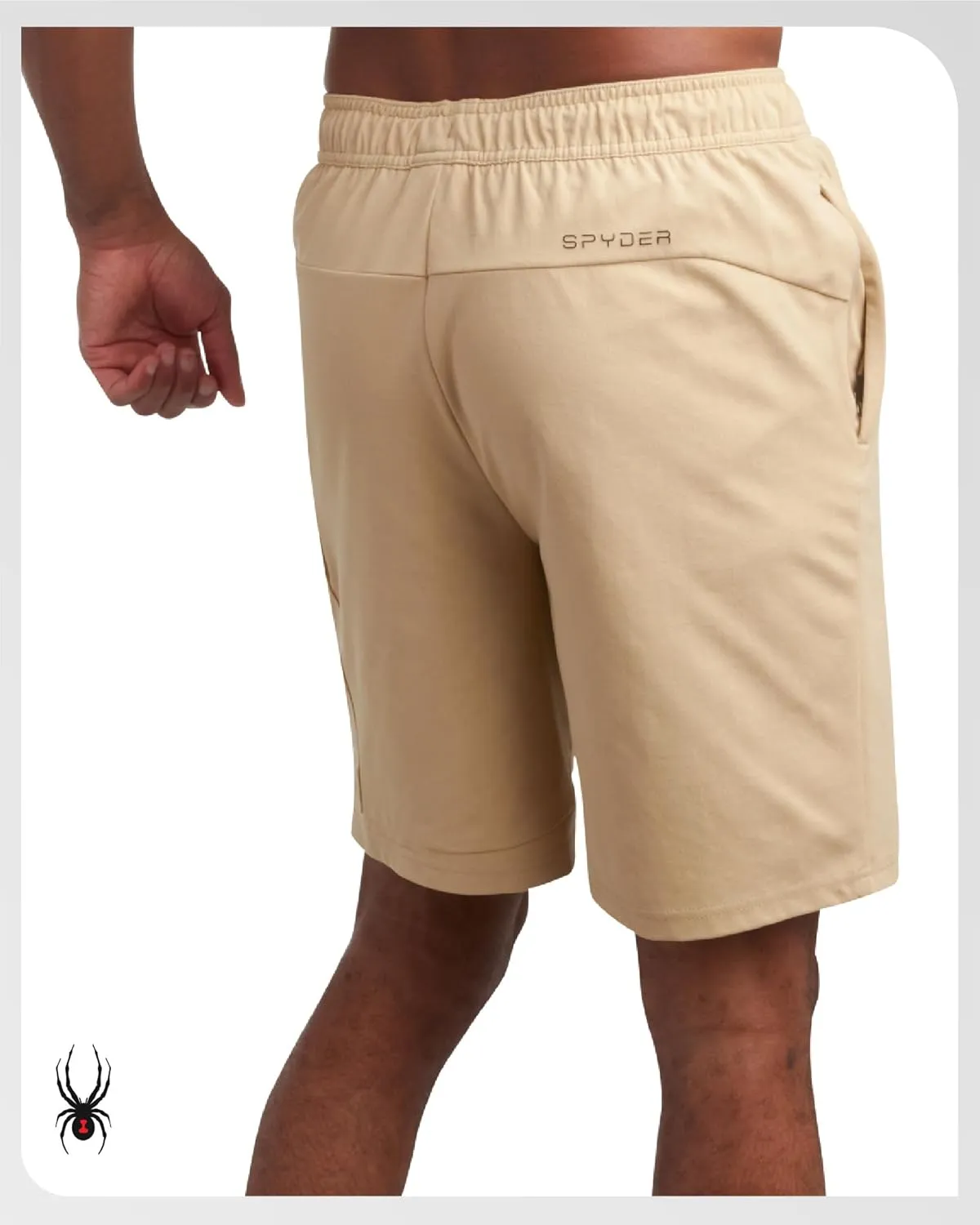Spyder Mens Cargo Shorts - Stretch Tech Double Knit Fleece Athletic Shorts with Elastic Waistband Drawcord & Pockets (30-36)
