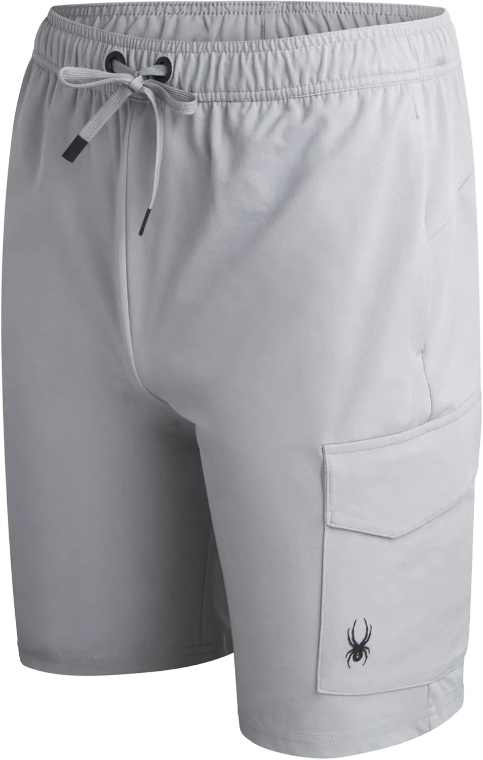 Spyder Mens Cargo Shorts - Stretch Tech Double Knit Fleece Athletic Shorts with Elastic Waistband Drawcord & Pockets (30-36)