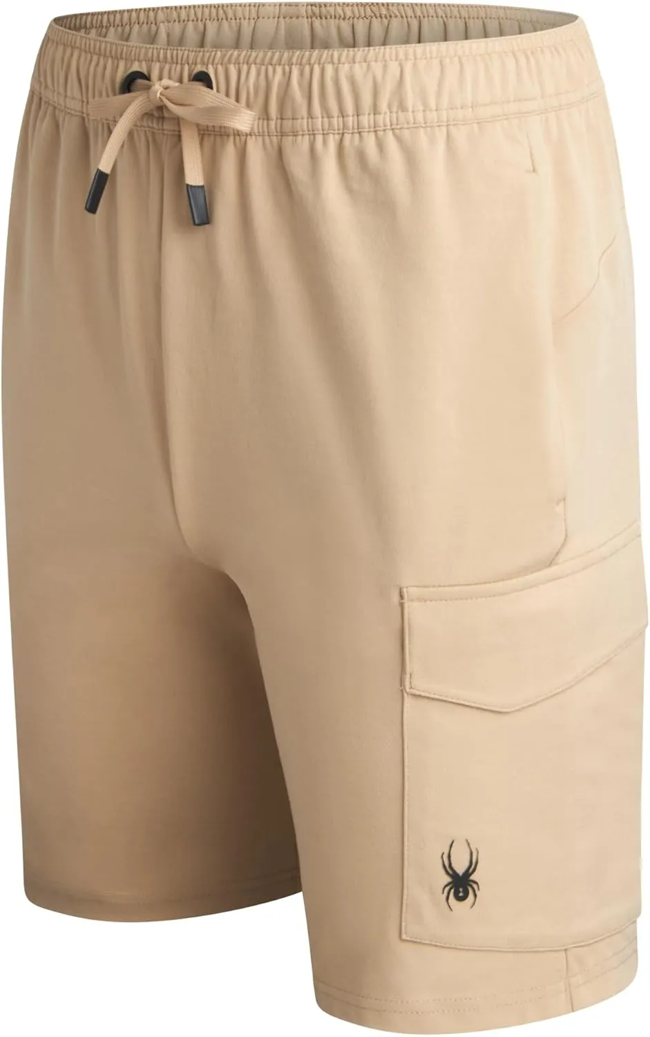 Spyder Mens Cargo Shorts - Stretch Tech Double Knit Fleece Athletic Shorts with Elastic Waistband Drawcord & Pockets (30-36)
