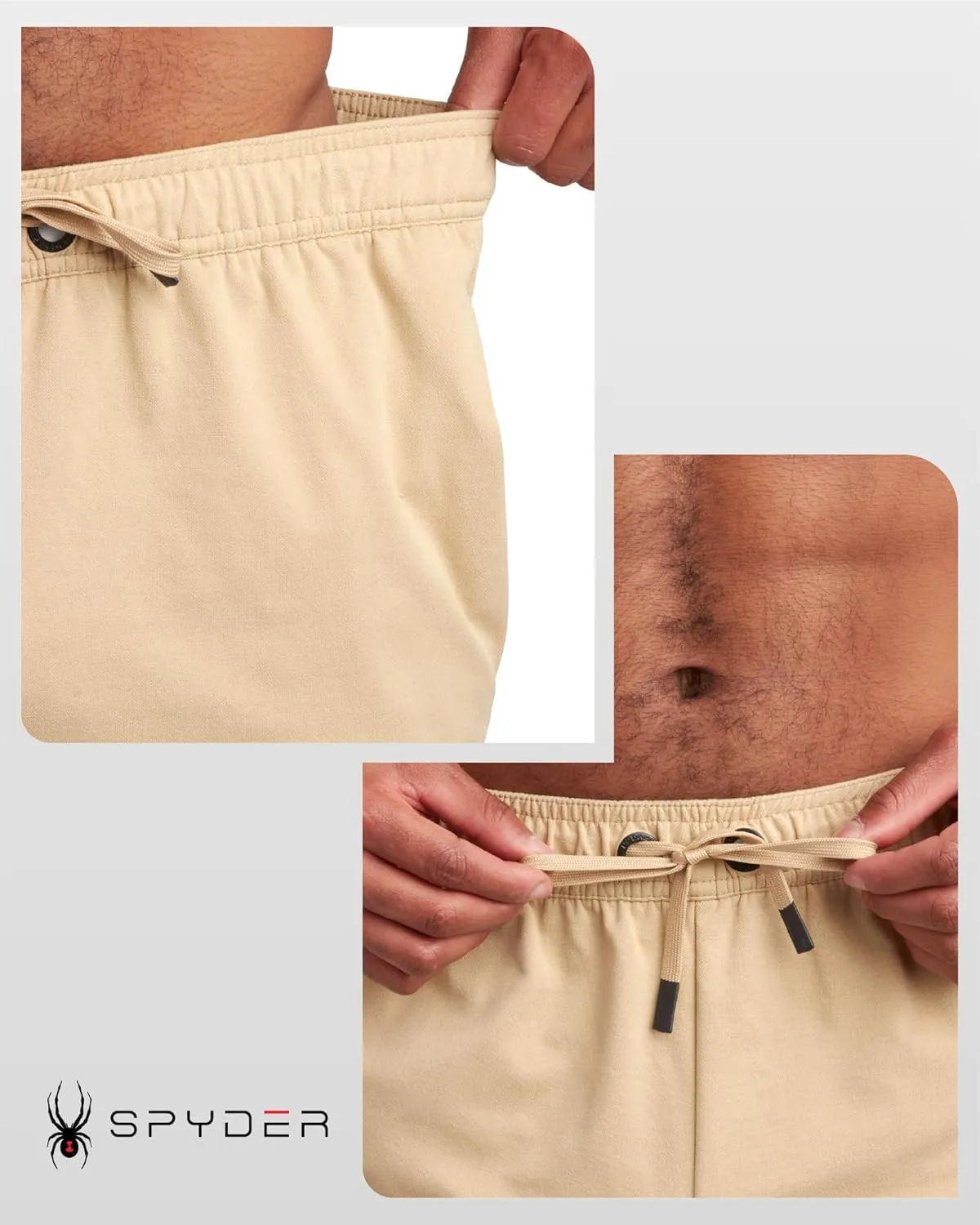 Spyder Mens Cargo Shorts - Stretch Tech Double Knit Fleece Athletic Shorts with Elastic Waistband Drawcord & Pockets (30-36)