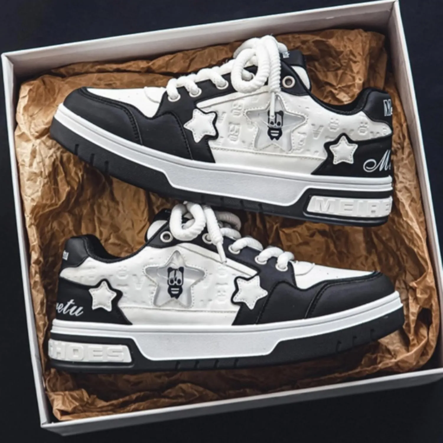 Star Chunky Sneakers for Women Trendy Casual Aesthetic Platform Skate Walking Shoes Couple Shoes