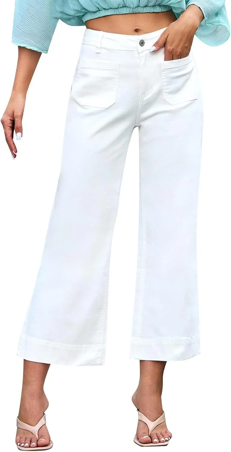 Stylish Wide-Leg Jeans for Women High-Waisted Formal Occasion Flattering Casual Pants Slimming Leisure Trendy Trouser