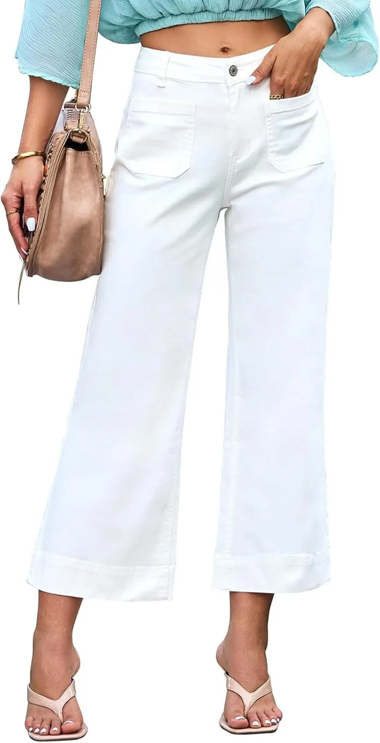 Stylish Wide-Leg Jeans for Women High-Waisted Formal Occasion Flattering Casual Pants Slimming Leisure Trendy Trouser