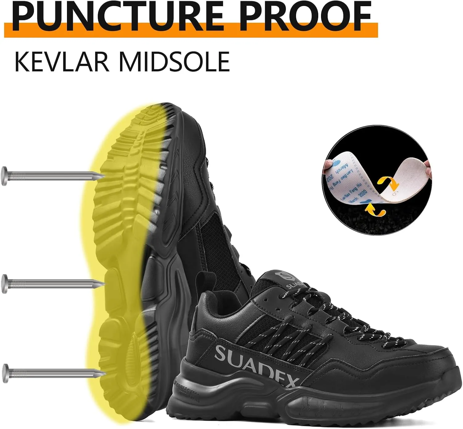 SUADEX Steel Toe Shoes for Men Women Safety Toe Work Shoes Breathable Steel Toe Sneakers Puncture Resistant