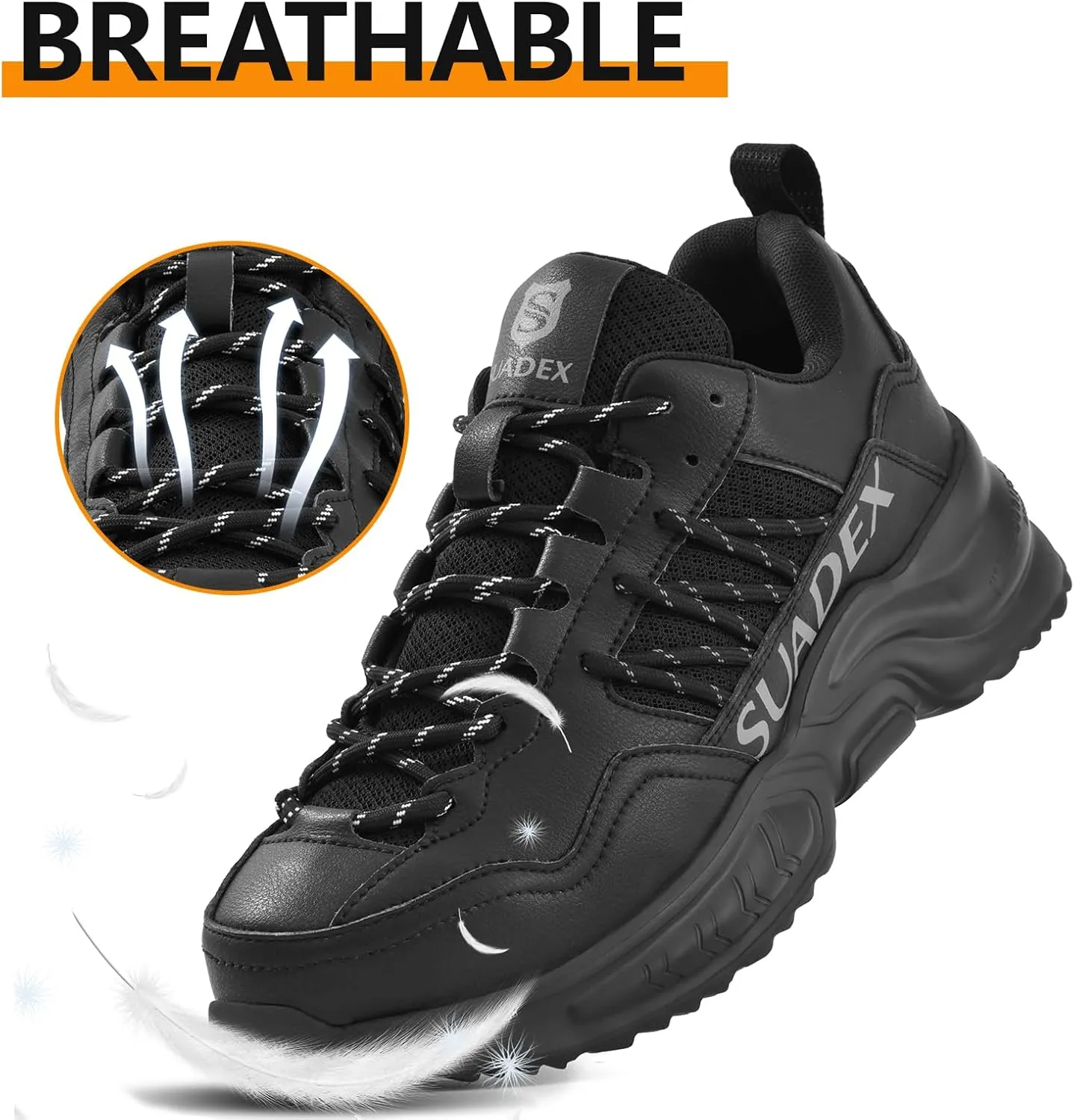 SUADEX Steel Toe Shoes for Men Women Safety Toe Work Shoes Breathable Steel Toe Sneakers Puncture Resistant