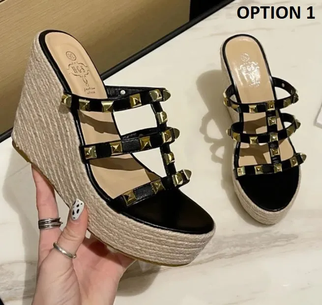 Summer Gladiator Clogs Wedge Espadrilles Thick High-heel Sandal CODE: KAR2420