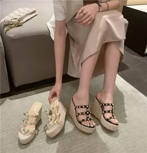 Summer Gladiator Clogs Wedge Espadrilles Thick High-heel Sandal CODE: KAR2420
