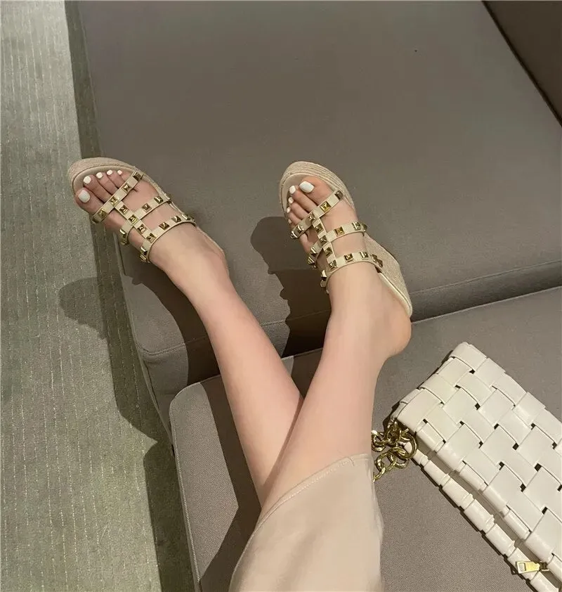 Summer Gladiator Clogs Wedge Espadrilles Thick High-heel Sandal CODE: KAR2420