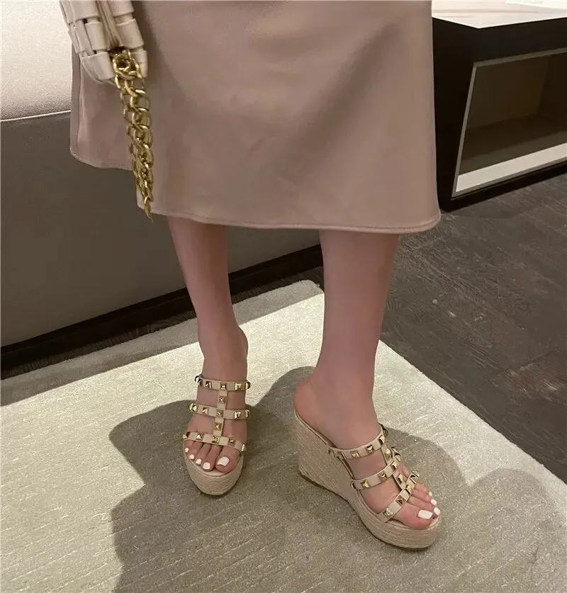 Summer Gladiator Clogs Wedge Espadrilles Thick High-heel Sandal CODE: KAR2420