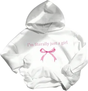 SweatyRocks Girl's Letter Graphic Fleece Hoodie Sweatshirt Kids Cute Hoodies for Teen Girls